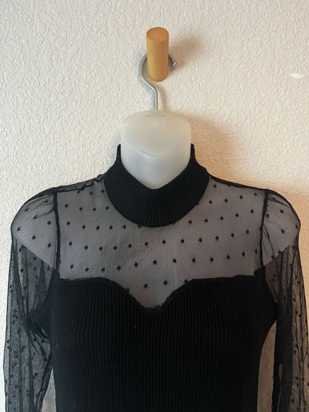 Almost Famous Black Mesh Sleeve Bodysuit L